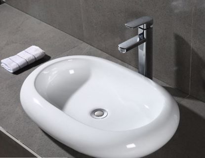 Picture of Wash Basin WC Bathroom Counter Top Basin Square Ceramic Black Stone Mount Color Hand